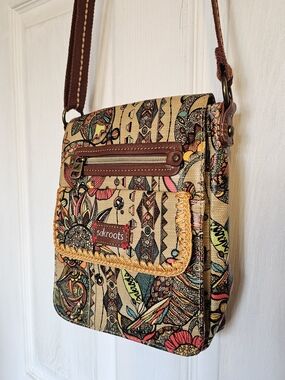 Sakroots Printed Crossbody Bag • Boho Pattern • Organizer Style